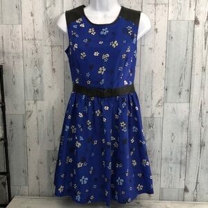 Eric + Lani Vegan Leather Trim Sleeveless Dress Small